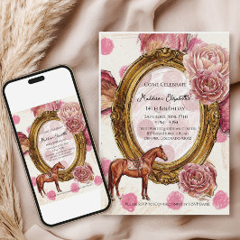 Invitation Anniversaire élégant d'équitation de chasseur