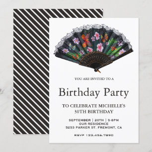 Invitation Anniversaire élégant du Japon oriental floral