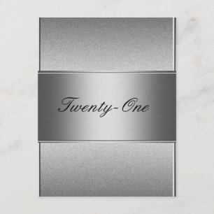 Invitation Anniversaire élégant gris argent métal noir 21 ans