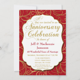 Invitation Anniversaire Élégant Tourbillon d'Or Ro