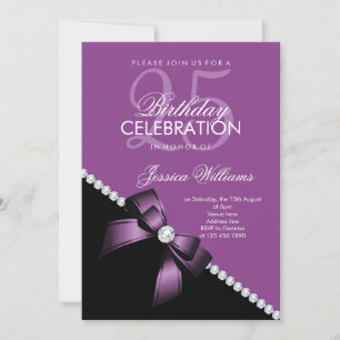 Invitation Anniversaire Elégante Diamant Arc, Viol
