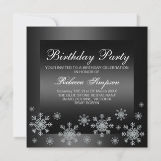 Invitation anniversaire élégante neige argent et n