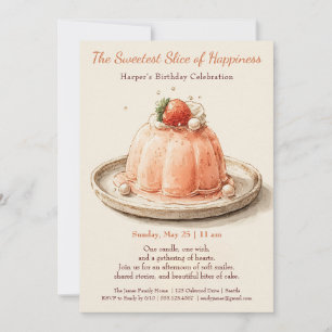 Invitation anniversaire élégante rose gâteau aquar