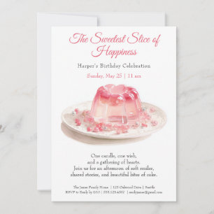 Invitation anniversaire élégante rose gâteau aquar
