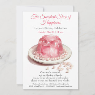 Invitation anniversaire élégante rose gâteau aquar