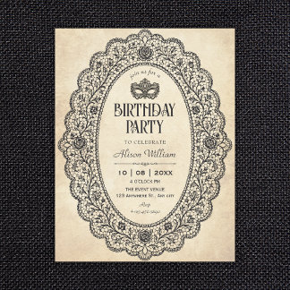 Invitation Anniversaire en dentelle vintage