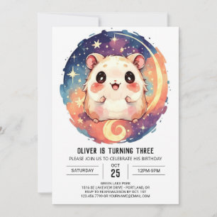 Invitation Anniversaire en ligne du hamster aquarelle