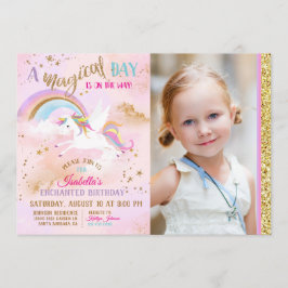 Invitation Anniversaire enchanté d'étincelle d'arc-en-ciel de