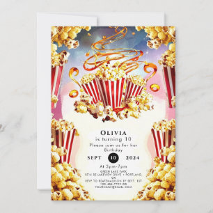 Invitation Anniversaire Enchanted D'Aquarelle Popcorn