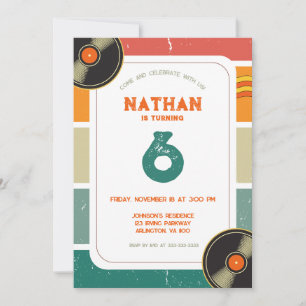 Invitation Anniversaire Enfant 6ème Anniversaire Groovy Vinyl