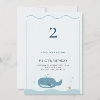 Invitation Anniversaire Enfant Baleine Bleue Océan Serif