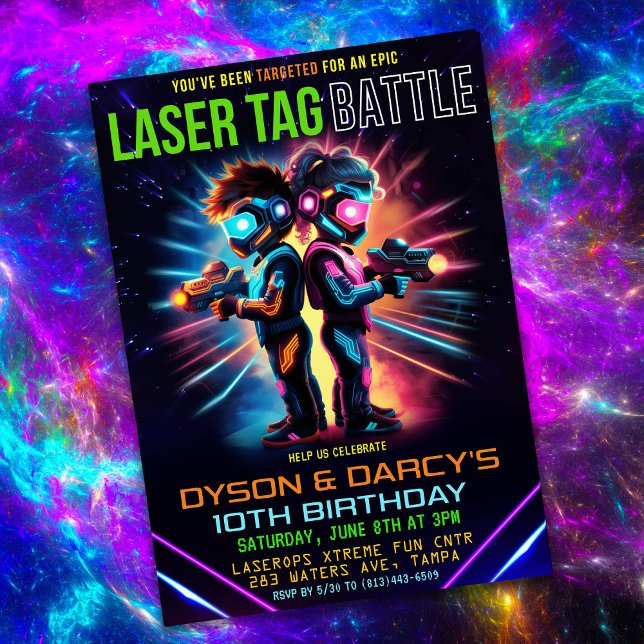 Invitation Anniversaire enfant Laser Tag (Créateur téléchargé)