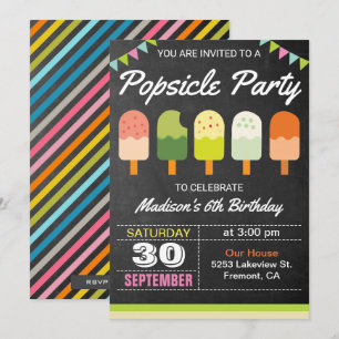 Invitation anniversaire enfants Coloré Popsicle