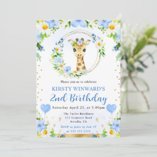 Invitation Anniversaire Enfants Girafe Jungle Mignon Aquarell