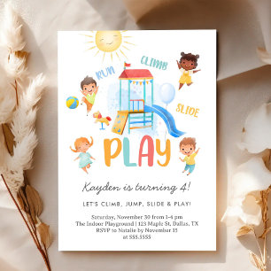 Invitation Anniversaire Enfants Toboggan Course Escalade Aire