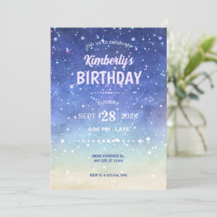Invitation Anniversaire étincelante aquarelle