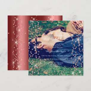 Invitation Anniversaire Étincelle Foto Confetti Rose Maroo