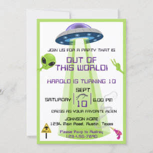 Invitation Anniversaire extraterrestre hors du monde tout âge