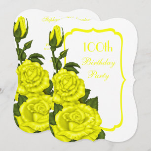 Invitation Anniversaire faisant le coin chic de roses jaunes
