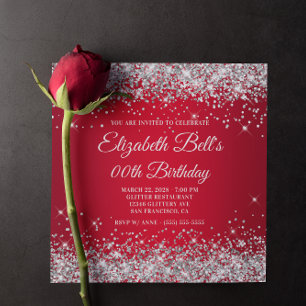 Invitation Anniversaire Fancy Monogramme Dégradé Rouge Paille