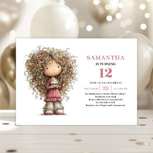 Invitation Anniversaire Fantaisiste Fille Rose Num