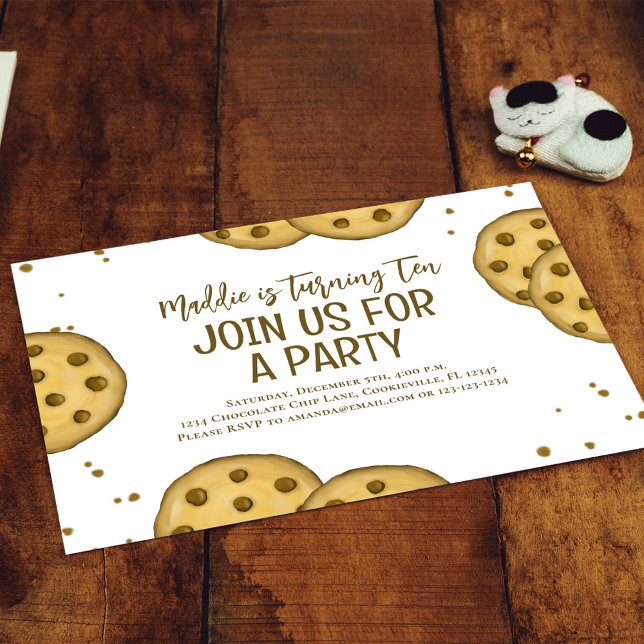 Invitation Anniversaire fête Cute Cookie (Chocolate chip cookies birthday invitations)