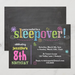 Invitation Anniversaire Fête de Dormir, Chalk + Ne