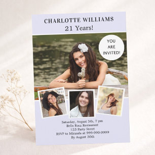 Invitation Anniversaire fête lavande photo collage