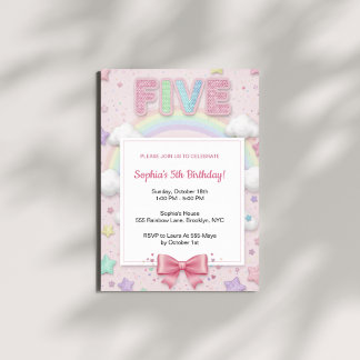 Invitation Anniversaire Fille 5 Ans Arc-en-ciel Pa