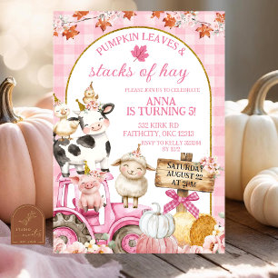 Invitation Anniversaire Fille Animaux de Ferme Citrouille Aut