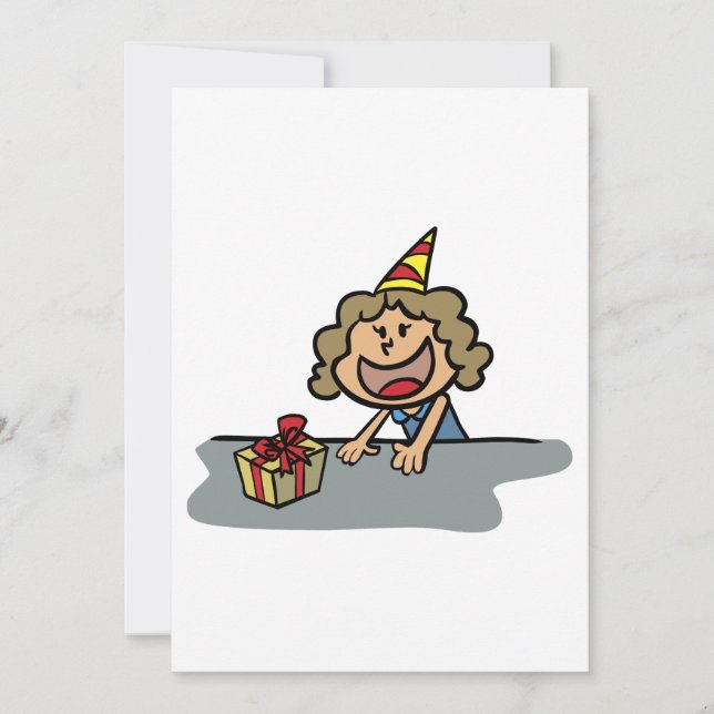Invitation Anniversaire Fille Avec Un Cadeau (Devant)