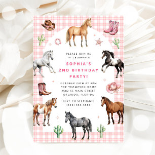 Invitation Anniversaire Fille Cowgirl Cheval Poney Selle 