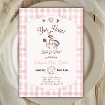 Anniversaire Fille Cowgirl Vintage Rose Gingham 