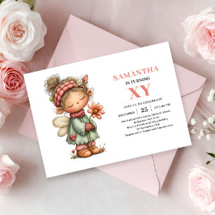 Invitation Anniversaire Fille Fée Magique Rose Pas