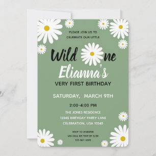 Invitation Anniversaire Fille Fleur Sauvage ONE Daisy