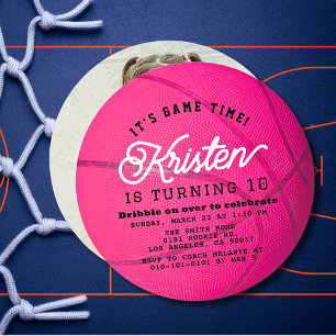 Invitation Anniversaire Fille Forme Basket-Ball Ro