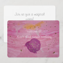 Anniversaire Fille Galaxie Cosmique Aquarelle Rose