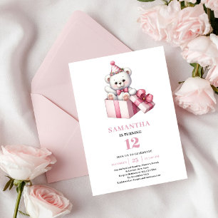 Invitation Anniversaire Fille Mignonne Ours en Pel