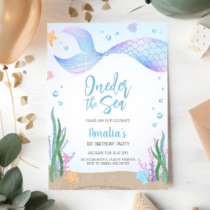 Invitation Anniversaire fille thème océan sirène sous la mer
