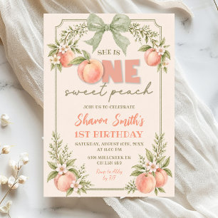 Invitation Anniversaire Fleur Vert Sauge Une Douce Pêche Prem