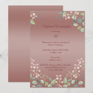 Invitation Anniversaire Floral Abstrait Vintage