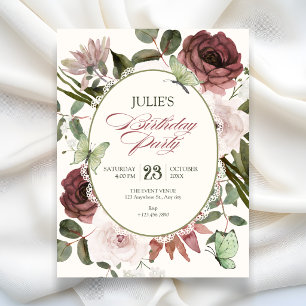 Invitation Anniversaire floral aquarelle