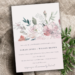 Invitation Anniversaire floral chic rousse