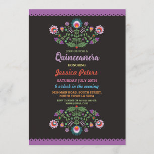 Invitation Anniversaire floral de Mexicain de fiesta de