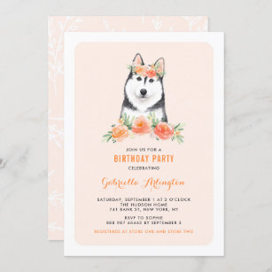 Invitations Faire Part Cartes Anniversaire Chien Traineau Siberien Zazzle Ch