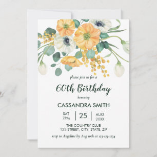 Invitation Anniversaire floral orangé et blanc du printemps