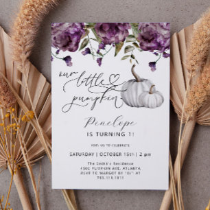 Invitation Anniversaire Floral Petit Citrouille pourpre