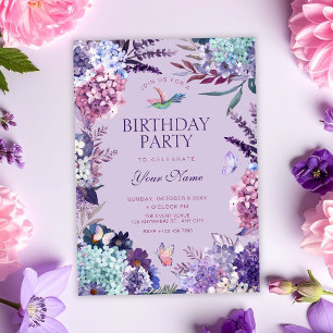 Invitation Anniversaire floral pourpre