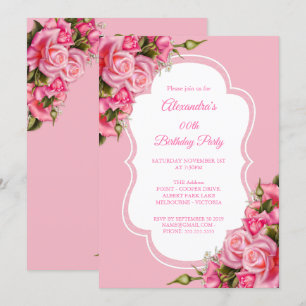 Invitation Anniversaire Floral Rose Roses Bouquet