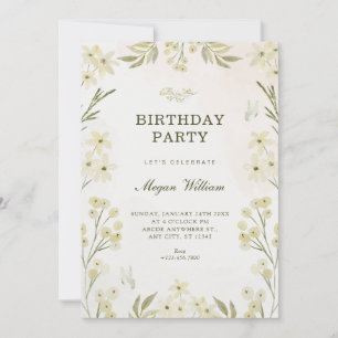 Invitation Anniversaire floral vert